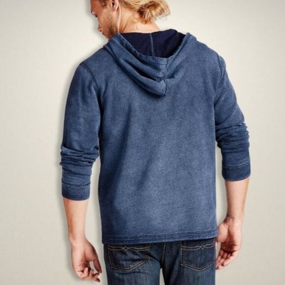 Lucky Brand Pullover‎ Hoodie Slim Fit Half Zip Pull Strings True Indigo M Small - Picture 2 of 7